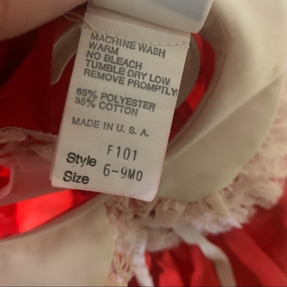 Vintage Bryan Red & White Lace Ruffle Dress & Pants Set - Picture 9 of 9
